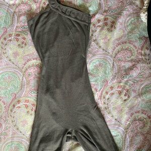 Fashion Nova One Shoulder Bodycon Romper Grey Minimalist Stretch Bodysuit